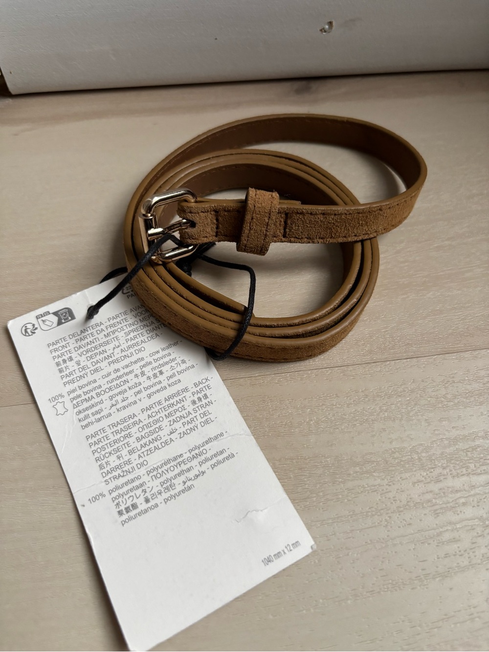 Zara Slim Tan Suede-Trim Belt